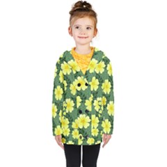 Bloom Flowering Yellow Blade Green Kids  Double Breasted Button Coat by Loisa77