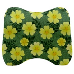 Bloom Flowering Yellow Blade Green Velour Head Support Cushion by Loisa77