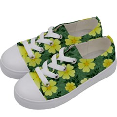 Bloom Flowering Yellow Blade Green Kids  Low Top Canvas Sneakers by Loisa77