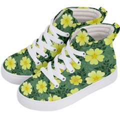 Bloom Flowering Yellow Blade Green Kids  Hi-top Skate Sneakers by Loisa77