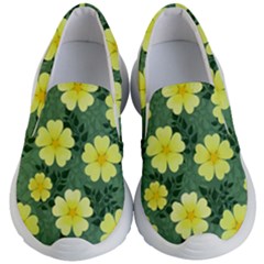 Bloom Flowering Yellow Blade Green Kids Lightweight Slip Ons by Loisa77