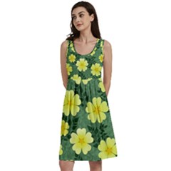 Bloom Flowering Yellow Blade Green Classic Skater Dress by Loisa77