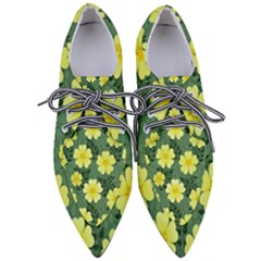 Bloom Flowering Yellow Blade Green Pointed Oxford Shoes by Loisa77