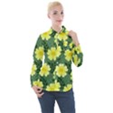 Bloom Flowering Yellow Blade Green Women s Long Sleeve Pocket Shirt View1