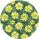 Bloom Flowering Yellow Blade Green Wooden Puzzle Round View1