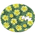 Bloom Flowering Yellow Blade Green Wooden Puzzle Round View2