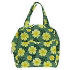 Bloom Flowering Yellow Blade Green Boxy Hand Bag by Loisa77