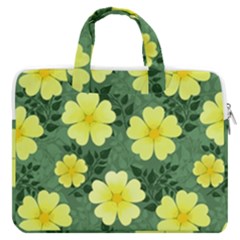 Bloom Flowering Yellow Blade Green Macbook Pro 13  Double Pocket Laptop Bag