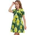 Bloom Flowering Yellow Blade Green Kids  Bow Tie Puff Sleeve Dress View3