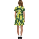 Bloom Flowering Yellow Blade Green Kids  Bow Tie Puff Sleeve Dress View4