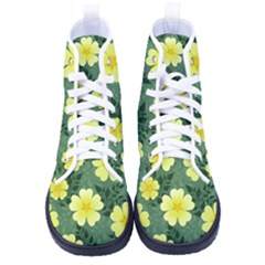 Bloom Flowering Yellow Blade Green Women s High-top Canvas Sneakers by Loisa77