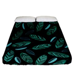 Leaves Pattern Abstract Blade Fitted Sheet (queen Size) by Loisa77