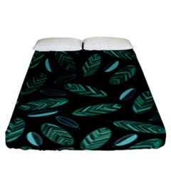 Leaves Pattern Abstract Blade Fitted Sheet (king Size) by Loisa77