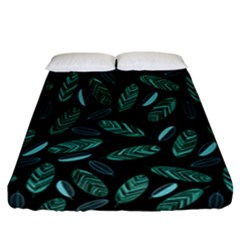 Leaves Pattern Abstract Blade Fitted Sheet (california King Size) by Loisa77