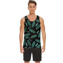 Leaves Pattern Abstract Blade Men s Wide Collar Tank Top by Loisa77