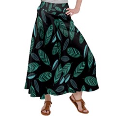 Leaves Pattern Abstract Blade Women s Satin Palazzo Pants by Loisa77