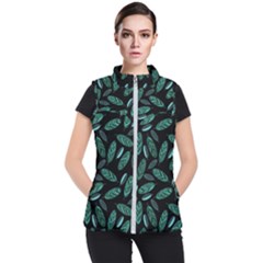 Leaves Pattern Abstract Blade Women s Puffer Vest