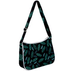 Leaves Pattern Abstract Blade Zip Up Shoulder Bag by Loisa77