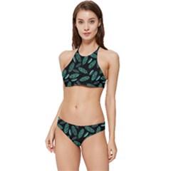 Leaves Pattern Abstract Blade Banded Triangle Bikini Set by Loisa77