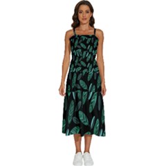 Leaves Pattern Abstract Blade Sleeveless Shoulder Straps Boho Dress by Loisa77