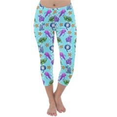 Sea Ocean Sealife Turtle Jellyfish Capri Winter Leggings 