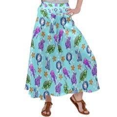 Sea Ocean Sealife Turtle Jellyfish Women s Satin Palazzo Pants by Loisa77