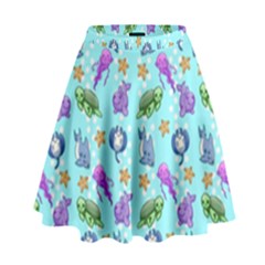 Sea Ocean Sealife Turtle Jellyfish High Waist Skirt by Loisa77