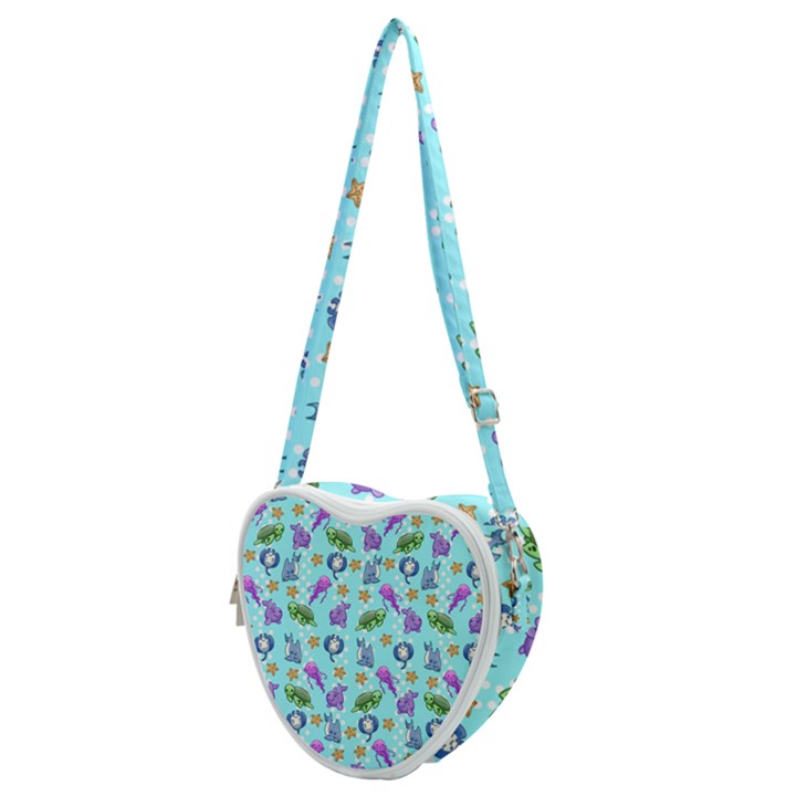 Sea Ocean Sealife Turtle Jellyfish Heart Shoulder Bag