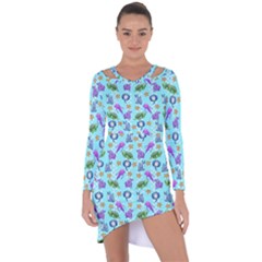 Sea Ocean Sealife Turtle Jellyfish Asymmetric Cut-out Shift Dress by Loisa77