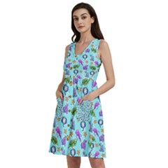 Sea Ocean Sealife Turtle Jellyfish Sleeveless Dress With Pocket by Loisa77