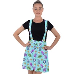 Sea Ocean Sealife Turtle Jellyfish Velvet Suspender Skater Skirt by Loisa77