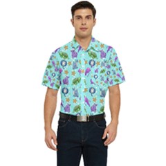 Sea Ocean Sealife Turtle Jellyfish Men s Short Sleeve Pocket Shirt  by Loisa77