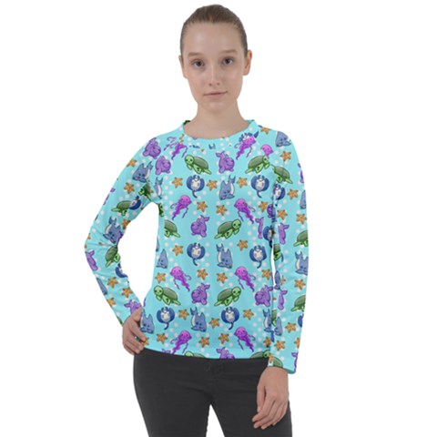 Sea Ocean Sealife Turtle Jellyfish Women s Long Sleeve Raglan T-shirt by Loisa77