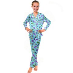 Sea Ocean Sealife Turtle Jellyfish Kids  Satin Long Sleeve Pajamas Set by Loisa77