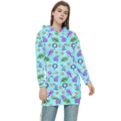 Sea Ocean Sealife Turtle Jellyfish Women s Long Oversized Pullover Hoodie