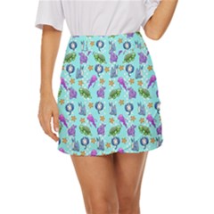 Sea Ocean Sealife Turtle Jellyfish Mini Front Wrap Skirt by Loisa77