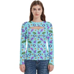 Sea Ocean Sealife Turtle Jellyfish Women s Cut Out Long Sleeve T-shirt by Loisa77