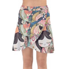 Whimsical Colorful Young Girl Wrap Front Skirt by Loisa77