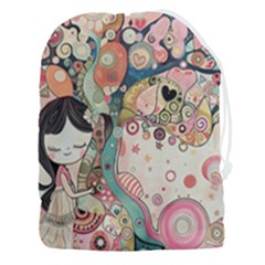 Whimsical Colorful Young Girl Drawstring Pouch (3xl) by Loisa77