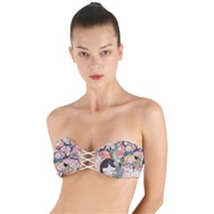 Whimsical Colorful Young Girl Twist Bandeau Bikini Top by Loisa77