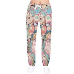 Whimsical Colorful Young Girl Women Velvet Drawstring Pants