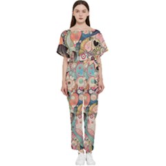 Whimsical Colorful Young Girl Batwing Lightweight Chiffon Jumpsuit by Loisa77