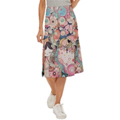 Whimsical Colorful Young Girl Midi Panel Skirt by Loisa77