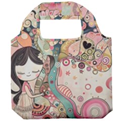 Whimsical Colorful Young Girl Foldable Grocery Recycle Bag by Loisa77