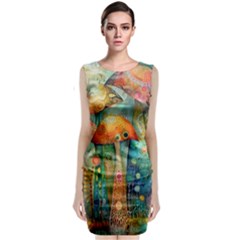 Whimsical Mushrooms Colorful Patterns Sleeveless Velvet Midi Dress