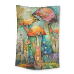 Whimsical Mushrooms Colorful Patterns Small Tapestry