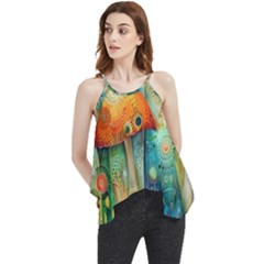 Whimsical Mushrooms Colorful Patterns Flowy Camisole Tank Top by Loisa77