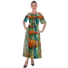 Whimsical Mushrooms Colorful Patterns Shoulder Straps Boho Maxi Dress  by Loisa77