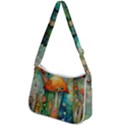 Whimsical Mushrooms Colorful Patterns Zip Up Shoulder Bag View2