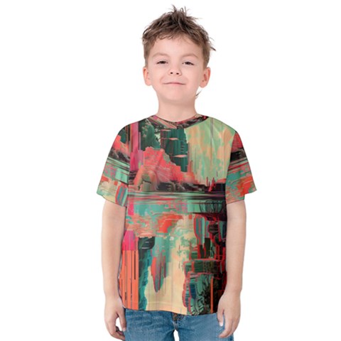 Backgrounds Multi Colored Abstract Kids  Cotton T-shirt by Loisa77